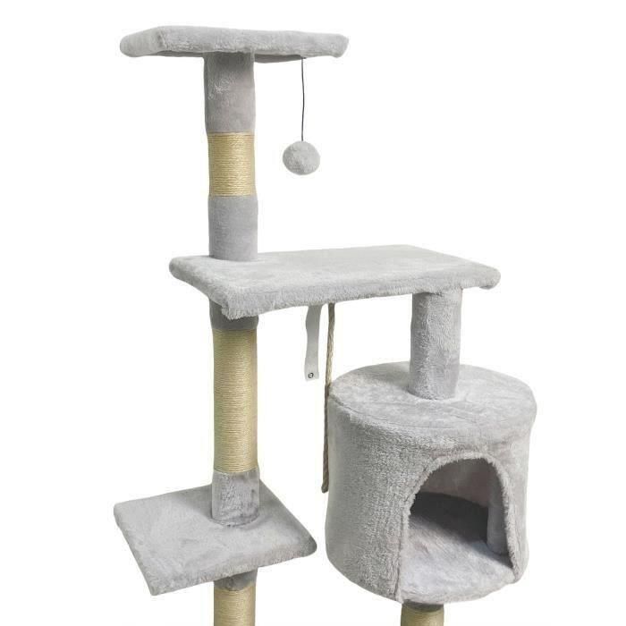 Paloma ALC10A Rascador para gatos gris, 40x40x114 cm, con 3 plataformas, 1 cuerda, 1 nicho y postes rascadores 3 Paloma ALC10A Rascador para gatos gris, 40x40x114 cm, con 3 plataformas, 1 cuerda, 1 nicho y postes rascadores 3