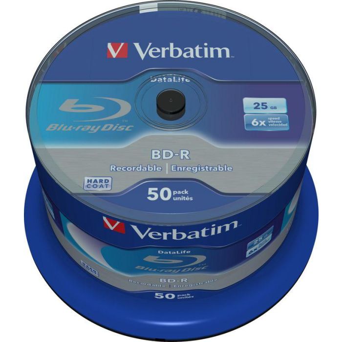 Verbatim BD-R SL Datalife 25GB 6x 50 Pack Spindle 1 Verbatim BD-R SL Datalife 25GB 6x 50 Pack Spindle 1
