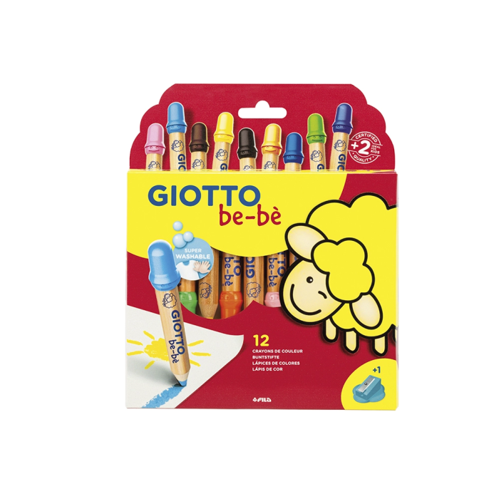 Giotto Lápices de Colores Super Bebé Caja de 12 Lápices Colores Surtidos con Sacapuntas 1