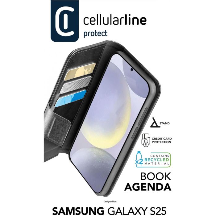 Cellularline Book Agenda 2 Case fr Samsung S25 Black 3 Cellularline Book Agenda 2 Case fr Samsung S25 Black 3
