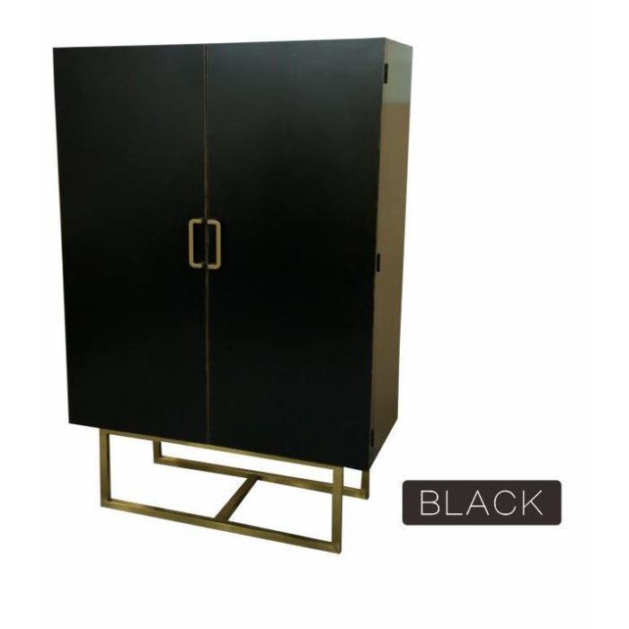 DKD Home Decor Armario Oriental Negro de Álamo y Metal Desmontable 110x50x180 cm
