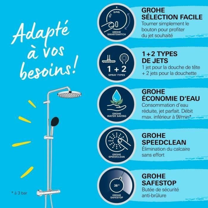 Grohe 26677001 Columna Ducha Termostática Vitalio Start System 250 Cromo con Ahorro Agua 1 Grohe 26677001 Columna Ducha Termostática Vitalio Start System 250 Cromo con Ahorro Agua 1