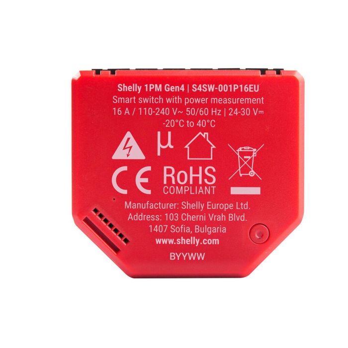 Shelly 1PM Gen4 Rele Inteligente Empotrado 1 Canal 16A Medición WLAN Matter Zigbee Bluetooth 5 Shelly 1PM Gen4 Rele Inteligente Empotrado 1 Canal 16A Medición WLAN Matter Zigbee Bluetooth 5