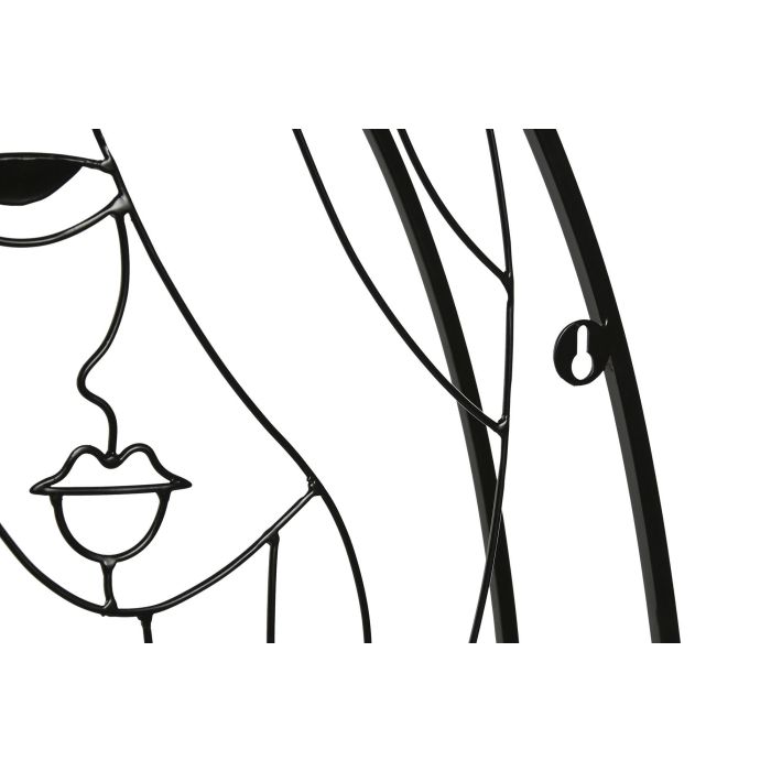 DKD Home Decor Estanteria Pared Metal y MDF Negro Natural 12.2 x 72 x 53 cm con 3 Estantes 3