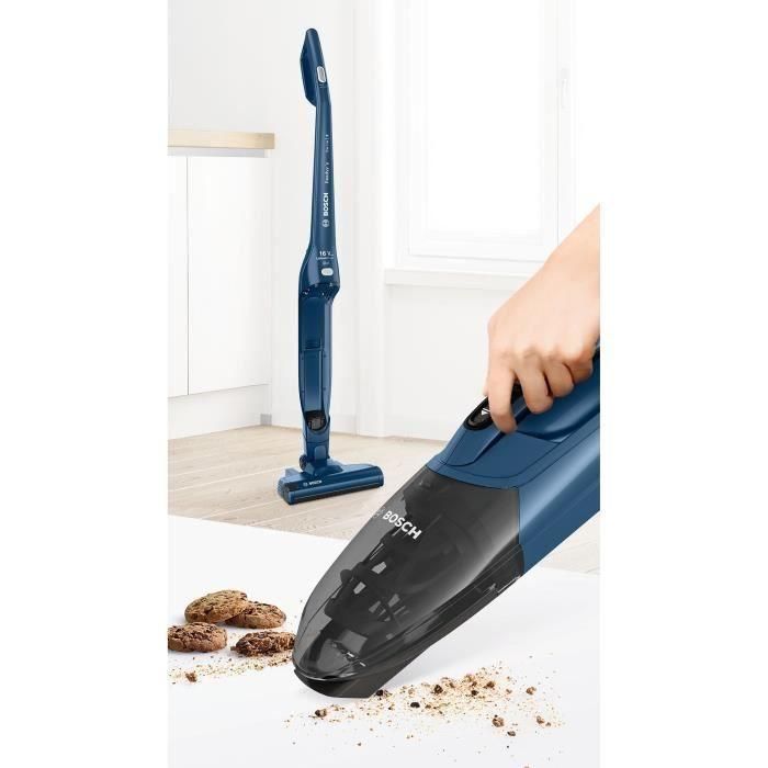 Aspirador escoba inalámbrico - BOSCH BBHF216 - 16 V máx. - Batería de litio - 36 min - Aspirador de mesa integrado - Azul 1 Aspirador escoba inalámbrico - BOSCH BBHF216 - 16 V máx. - Batería de litio - 36 min - Aspirador de mesa integrado - Azul 1