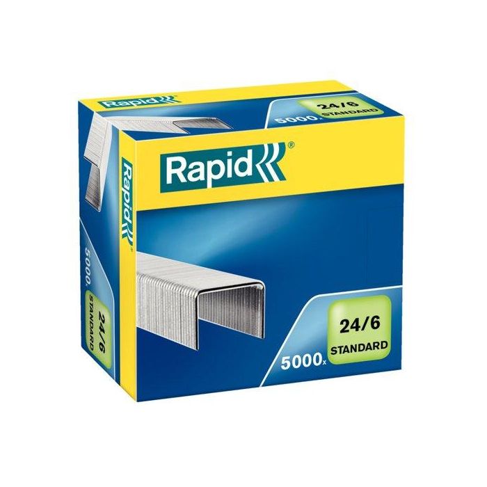 Rapid 24859800 Paquete de 5000 grapas 24/6, patas de 6 mm, plata