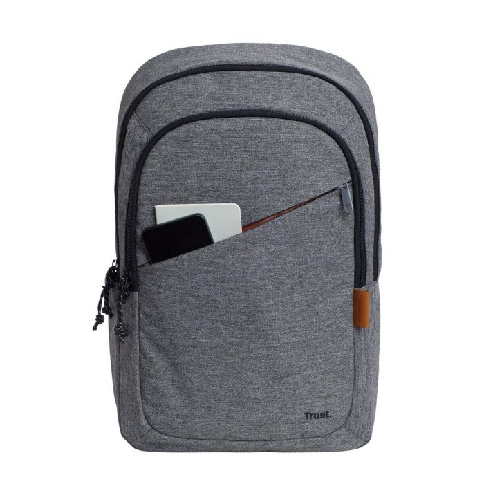 Trust 24981 Mochila Avana Portátil 16" Ecológica RPET 20L - Gris, Acolchada, Resistente a Golpes e Intemperie con Bolsillos 4