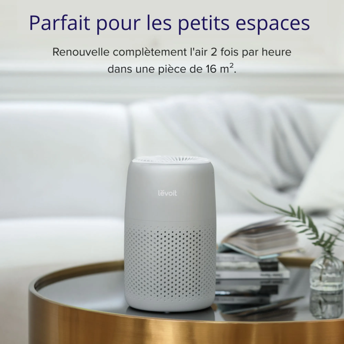 Levoit LEV1711486200708 Purificador de Aire Core Mini Pro Gris - Filtración de 3 Etapas, Sensor de Calidad del Aire, Para Habitaciones de hasta 16 m2, 7 W