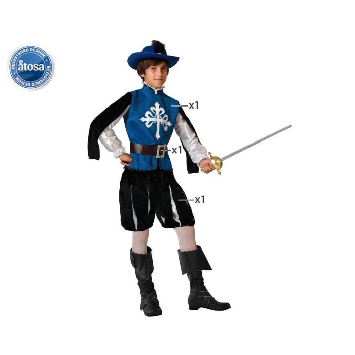 Disfraz Mosquetero Medieval Azul Niño 10-12 Años Disfraz Mosquetero Medieval Azul Niño 10-12 Años