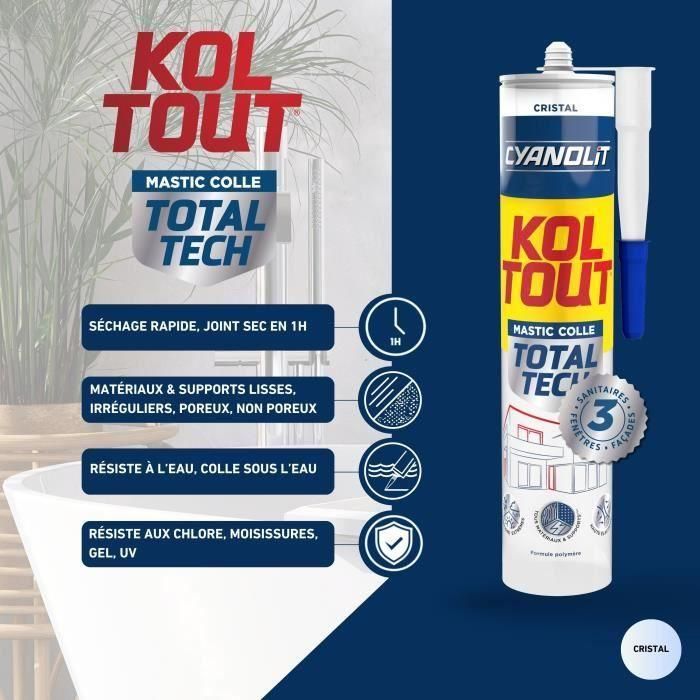 CYANOLIT AUC3045203001314 Adhesivo Sellador y Fijador Total Tech Crystal, 290 ml Transparente, Multimaterial y Flexible 3 CYANOLIT AUC3045203001314 Adhesivo Sellador y Fijador Total Tech Crystal, 290 ml Transparente, Multimaterial y Flexible 3