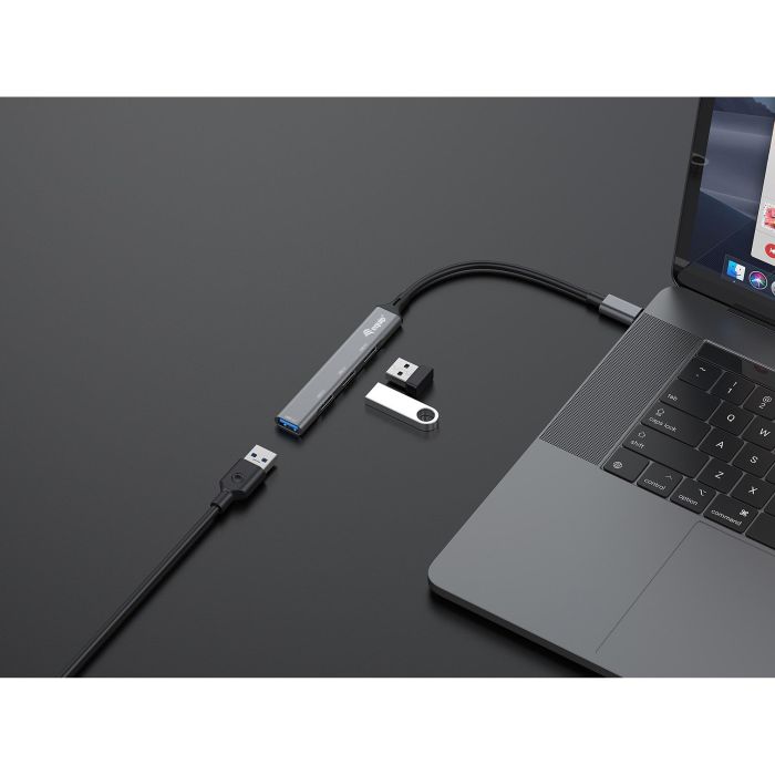 Equip Hub Usb Tipo C con 1 Puerto USB 3.0 y 3 Puertos USB 2.0, Carcasa de Aluminio, Ultradelgado, Plug and Play 2