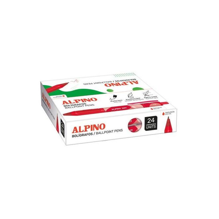 Boligrafo Alpino Dot Unicolor 1Mm Rojo Caja De 24 (Set de 6)