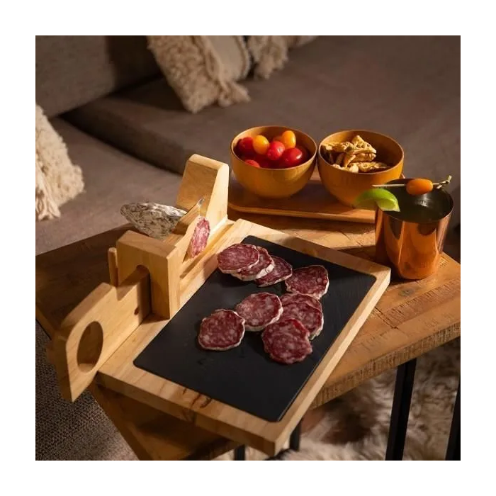 Livoo MEC127 Guillotina para Embutidos con Tapa de Madera de Caucho y Hoja de Acero Inoxidable 2