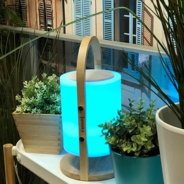 Lumisky LUM3760119731178 Lámpara altavoz Bluetooth inalámbrico WOODY PLAY con mango de madera, LED blanco y multicolor regulable, 37 cm 2 Lumisky LUM3760119731178 Lámpara altavoz Bluetooth inalámbrico WOODY PLAY con mango de madera, LED blanco y multicolor regulable, 37 cm 2