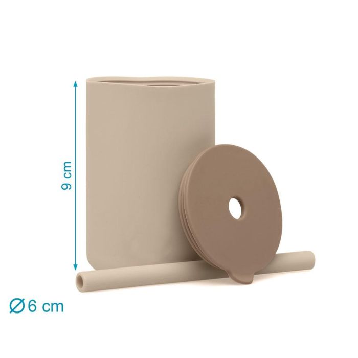 Vasos En Silicona Beige Con Pajita 3 Vasos En Silicona Beige Con Pajita 3