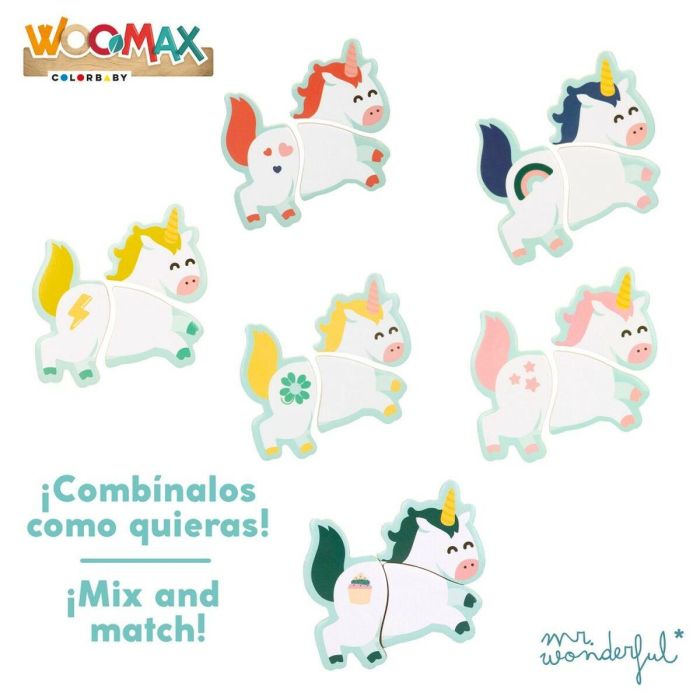 Puzzle Infantil de Madera Mr. Wonderful Unicornio + 3 Años 3 Piezas (12 Unidades) 6