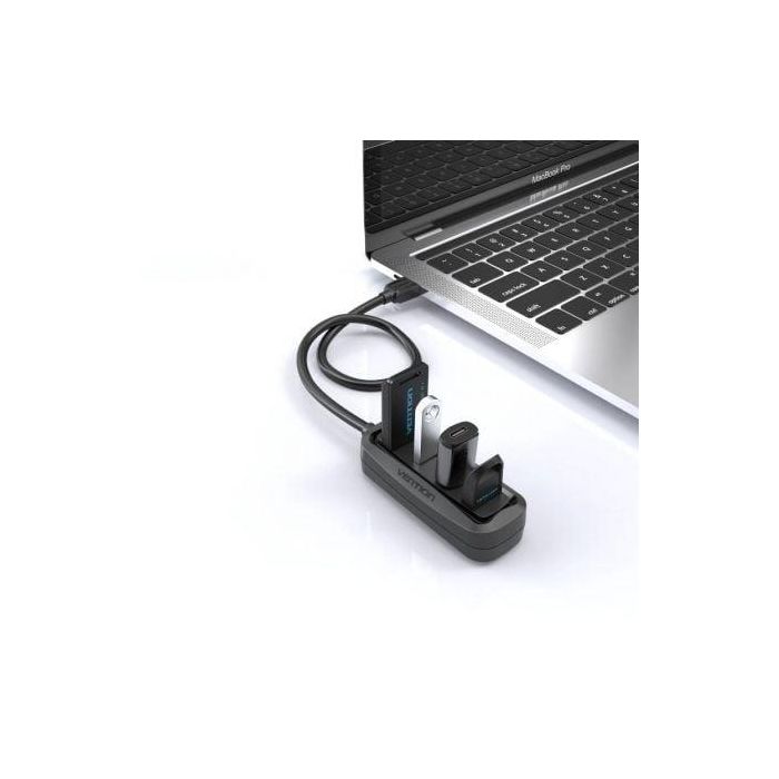 Vention VAS-J43-B100 Hub USB 2.0 con 4 puertos USB-A, velocidad 480 Mbps, 1 metro de longitud y color Negro. 1 Vention VAS-J43-B100 Hub USB 2.0 con 4 puertos USB-A, velocidad 480 Mbps, 1 metro de longitud y color Negro. 1