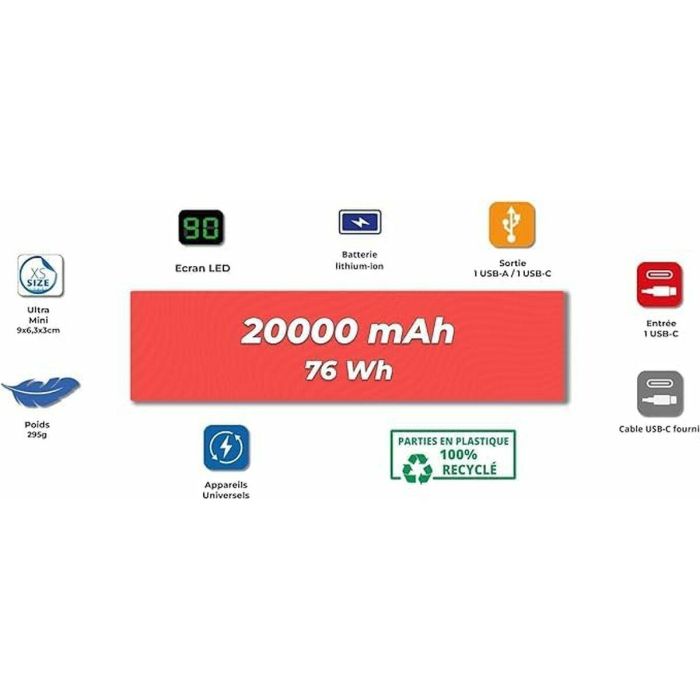 Powerbank Wonder Wonder WX20 Plateado 20000 mAh 3 Powerbank Wonder Wonder WX20 Plateado 20000 mAh 3
