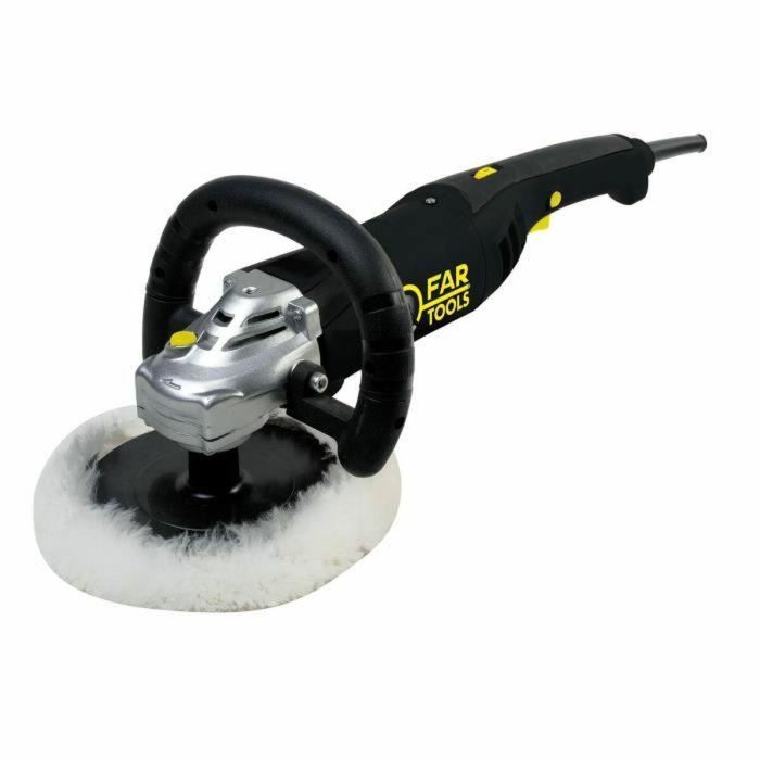 Fartools PO 180B Pulidora 1400W 180mm, Arranque Suave, Caja Metal, Hilo M14, con Bandeja 180mm, Velcro, Bonete y Esponja