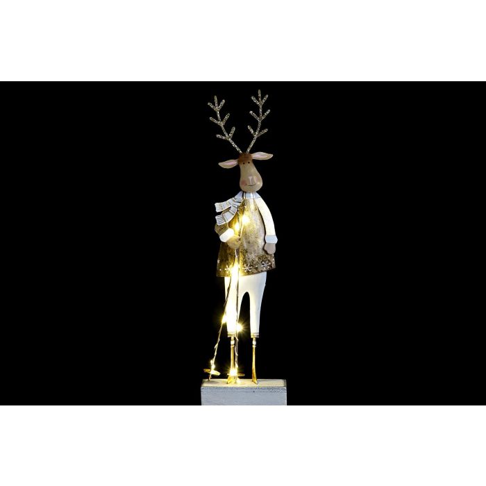 DKD Home Decor Figura Decorativa de Navidad Reno Fantasía con Iluminación LED y Cuerpo MDF (4 Unidades Surtidas) 4x30x8 cm 1