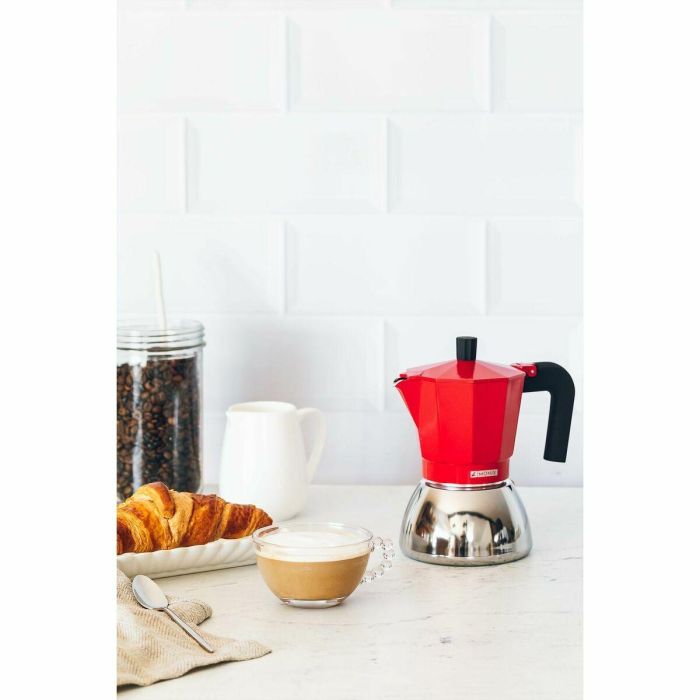 Cafetera Italiana Monix INOX RED 6T Rojo Acero Inoxidable 6 Tazas 3 Cafetera Italiana Monix INOX RED 6T Rojo Acero Inoxidable 6 Tazas 3