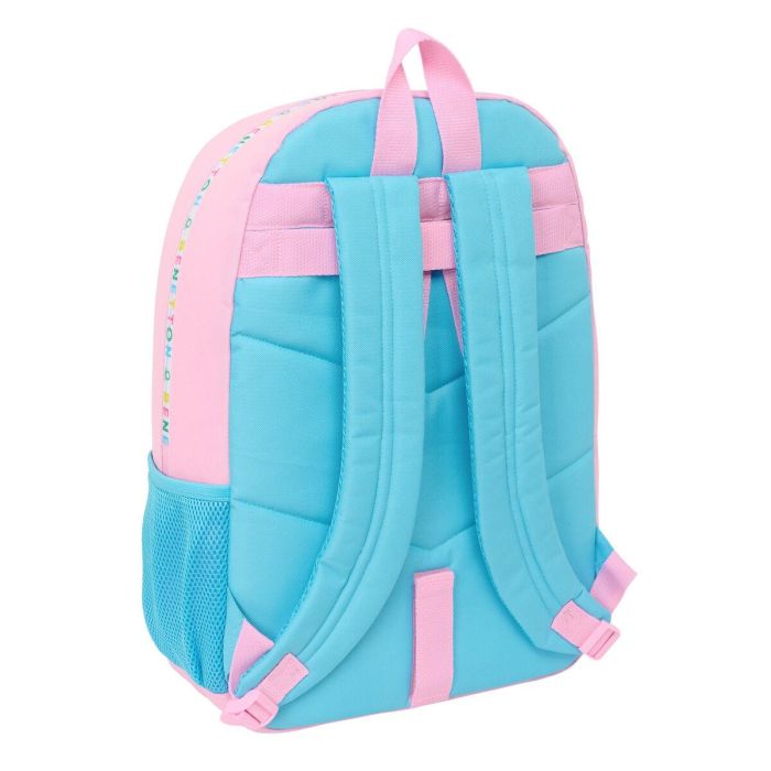 Mochila Escolar Benetton Unique Rosa Turquesa 30 x 46 x 14 cm 2