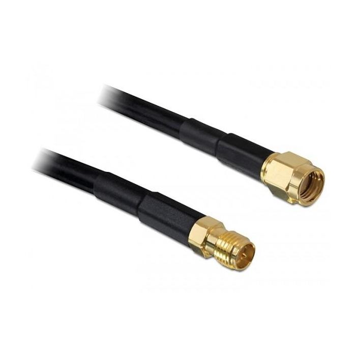 DeLOCK Cable de Antena WLAN RP-SMA Macho a RP-SMA Hembra CFD200 Negro 2m