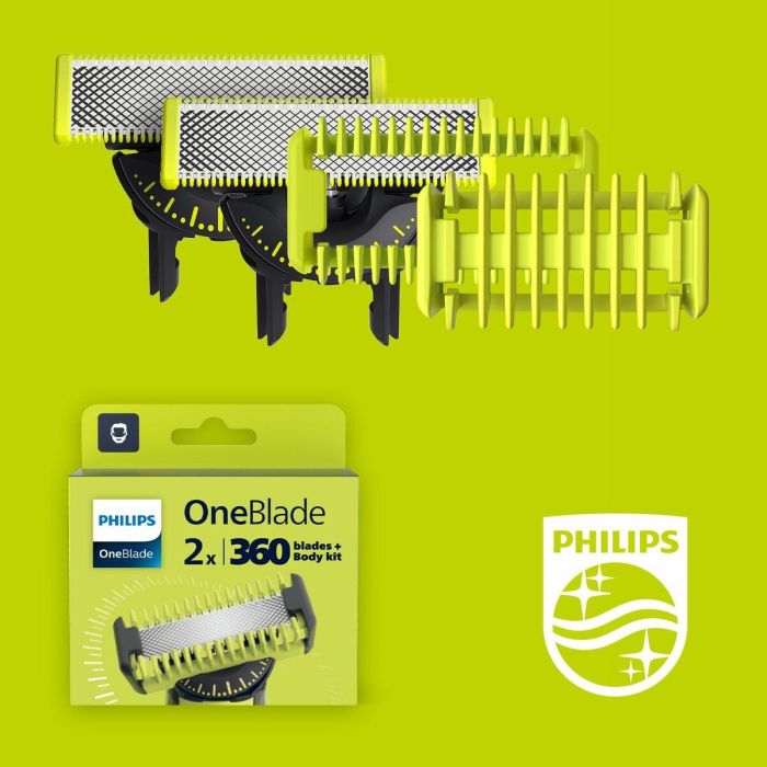 Philips OneBlade QP624/50 Cuchillas de Repuesto de Acero Inoxidable, 2 Cuchillas con Protección para la Piel 1
