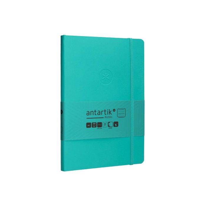 Cuaderno Con Gomilla Antartik Notes Tapa Blanda A5 Hojas Rayas Turquesa 80 Hojas 80 gr Fsc 4