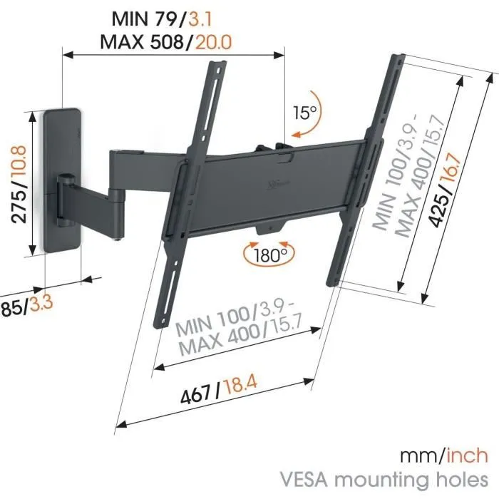 Vogels TVM 1443 Soporte de Pared para TV Full-Motion+, 2 Brazos, para Pantallas de 32-65 Pulgadas 2