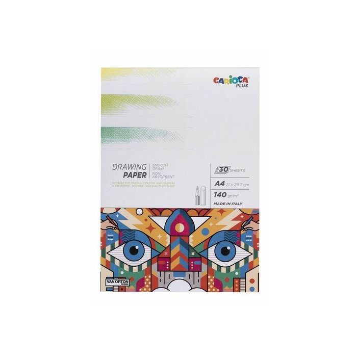Bloc De Dibujo Carioca Plus Encolado Liso Grano Fino A4 140G 30H