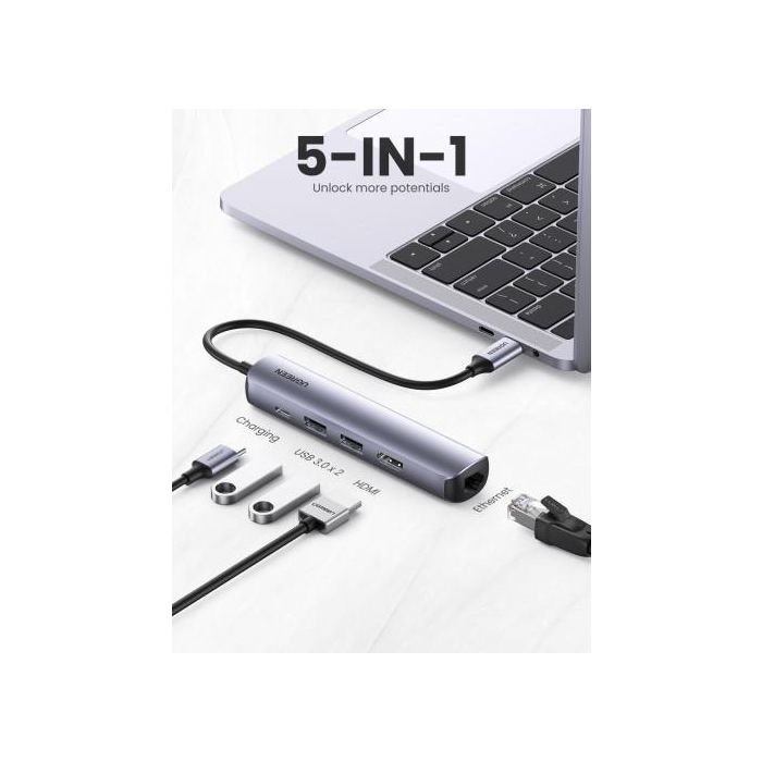 Ugreen 10919 Base para Portátil y Replicador de Puertos Alámbrico Usb 3.2 Gen 1 (3.1 Gen 1) Type-C Gris 1