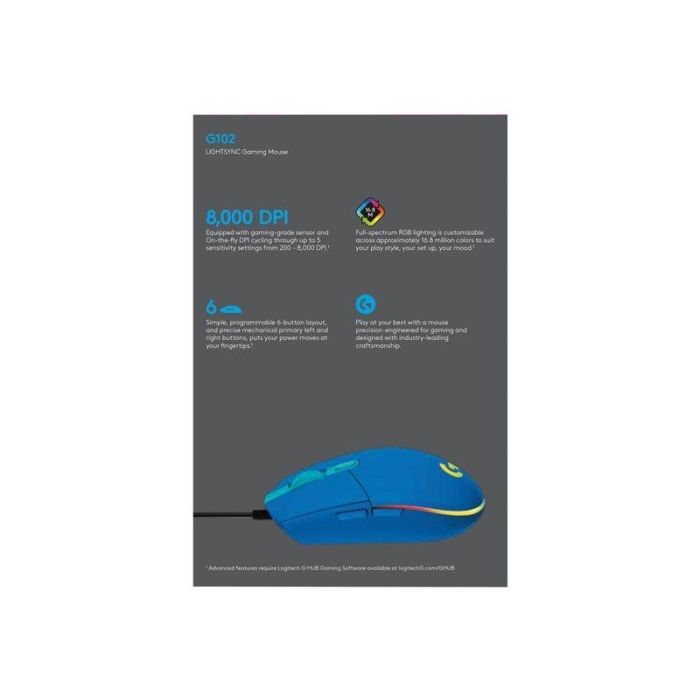Logitech G102 Lightsync Blue EER - Ratón Gaming Óptico con Iluminación Personalizable 4 Logitech G102 Lightsync Blue EER - Ratón Gaming Óptico con Iluminación Personalizable 4