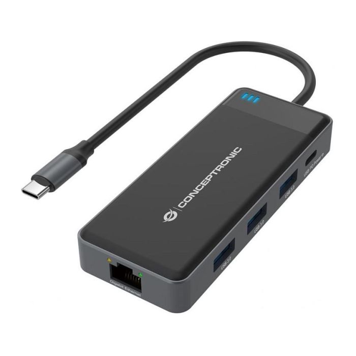Conceptronic DONN14G Adaptador USB-C Multipuerto 7 en 1 a HDMI 4K, USB-C PD 100W, USB 3.0, GbE 1 Conceptronic DONN14G Adaptador USB-C Multipuerto 7 en 1 a HDMI 4K, USB-C PD 100W, USB 3.0, GbE 1