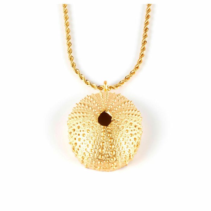 Shabama Collar TRENC TOP para Mujer, Erizo de Mar Oro Brillo con Cadena Vinculum ajustable, Colgante 5cm, Largo 45cm