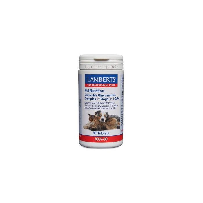 Lamberts Complejo Glucosamina Mast 8997-90 Vet para Perros y Gatos, Suplemento Articular con Vitaminas C y E, Sabor Carne, 90 Comprimidos