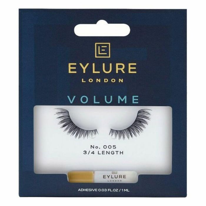 Eylure #005 Pestañas Postizas VOLUME 3/4 Angular, Cortas con Extensión, Pegamento Sin Látex, Reutilizables hasta 5 veces, 1 unidad