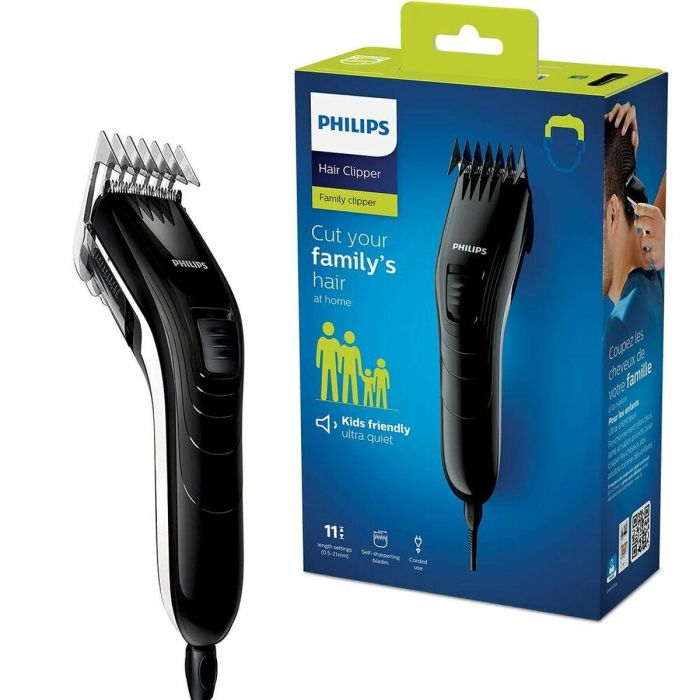 Philips QC5115/15 Cortapelos con Cable, Cuchillas de Acero Inoxidable Autoafilables, 11 Posiciones (3-21mm), Silencioso, Fácil Limpieza 1 Philips QC5115/15 Cortapelos con Cable, Cuchillas de Acero Inoxidable Autoafilables, 11 Posiciones (3-21mm), Silencioso, Fácil Limpieza 1