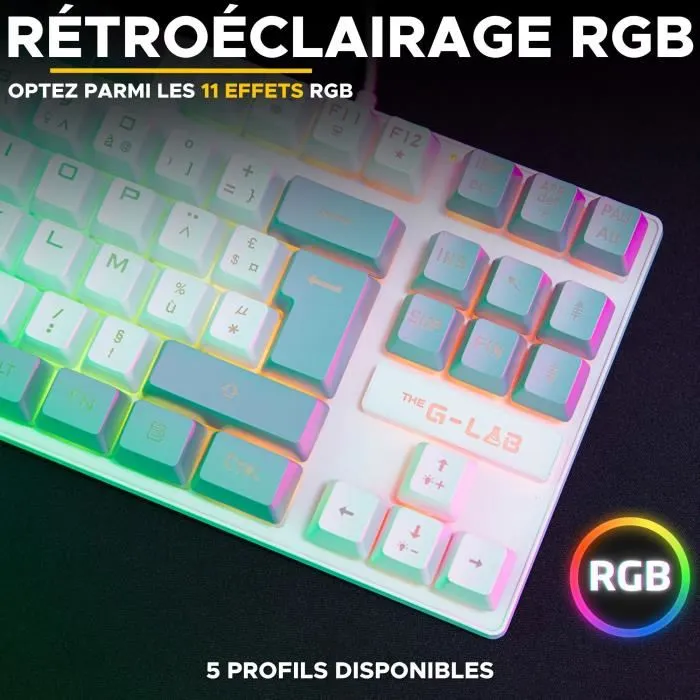 The G-Lab KEYZ CAESIUM Teclado para Juegos RGB TKL Blanco y Gris 1
