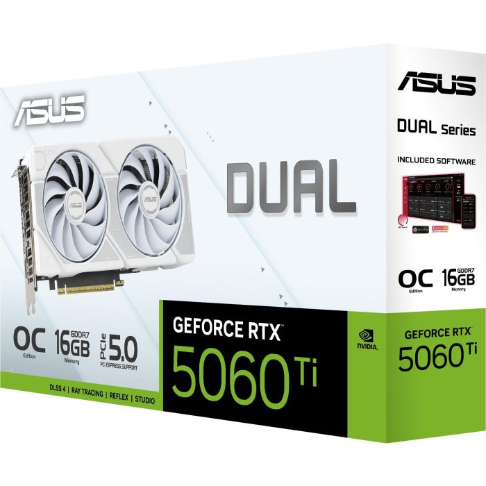 ASUS DUAL-RTX5060TI-O16G-WHITE NVIDIA GeForce RTX 5060 Ti 16GB GDDR7 Blanca PCIe 5.0 4 ASUS DUAL-RTX5060TI-O16G-WHITE NVIDIA GeForce RTX 5060 Ti 16GB GDDR7 Blanca PCIe 5.0 4