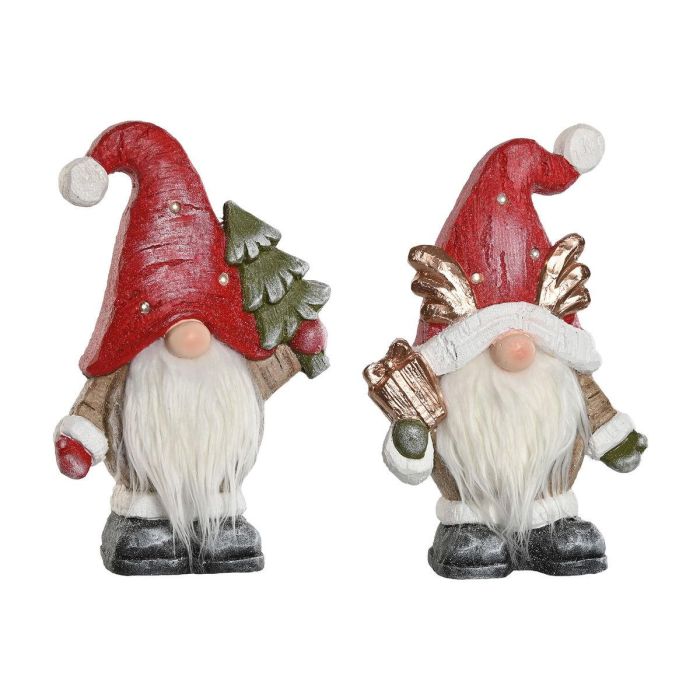 Figura Navidad Tradicional DKD Home Decor Rojo Blanco 11.5 x 38 x 25 cm (2 Unidades) 1