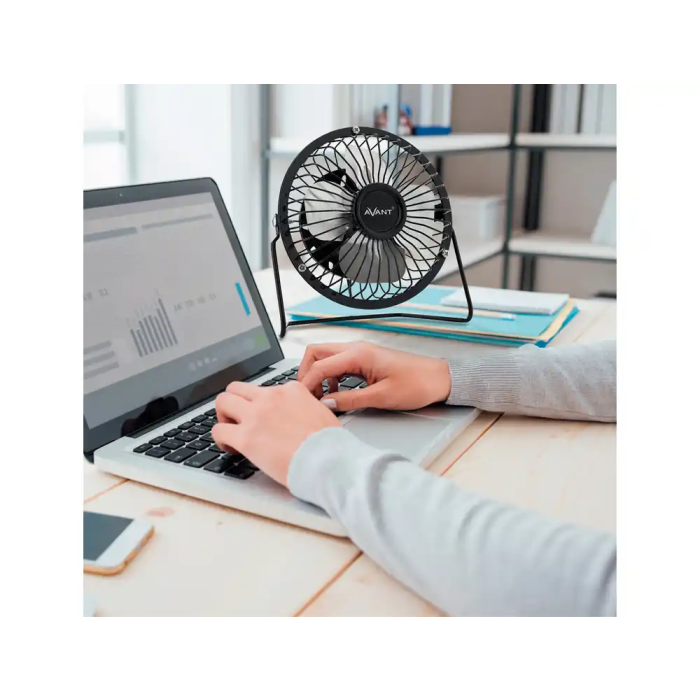 Avant Ventilador sobremesa 3W diámetro 100 mm, alimentación USB, cable 1 mt, color Negro 3