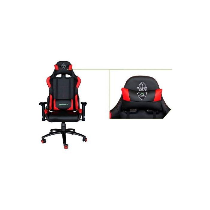 SILLA GAMER KEEP-OUT XS200PROR ROJA - BASE METAL - AJUSTE ALTURA - AJUSTE ÁNGULO TRASERO - APOYABRAZOS 2D - CILINDRO DE GAS CLASE 4