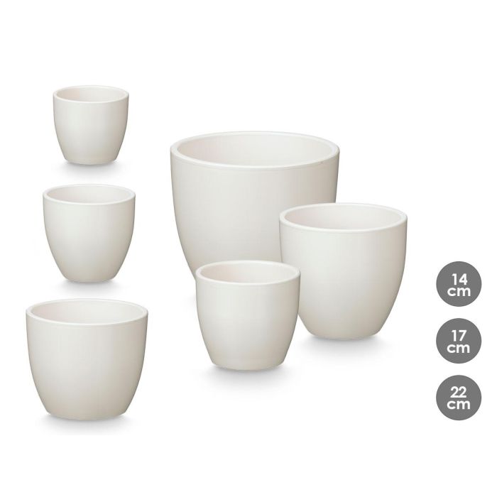 Set 3 Macetas Abombada 14 17 22Cm Blanca Mate Ibergarden Set 3 Macetas Abombada 14 17 22Cm Blanca Mate Ibergarden