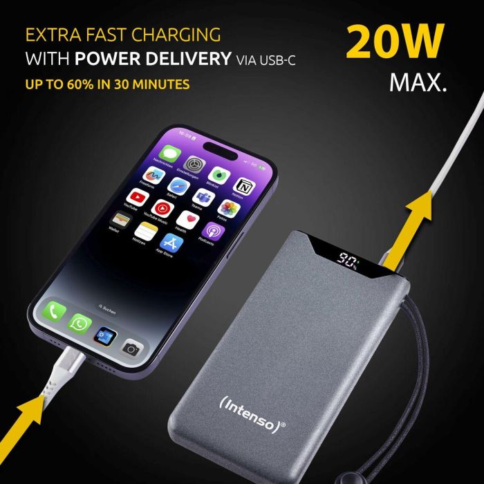 Intenso Powerbank F10000 10000 mAh Gris con Power Delivery y Quick Charge 3.0 4 Intenso Powerbank F10000 10000 mAh Gris con Power Delivery y Quick Charge 3.0 4