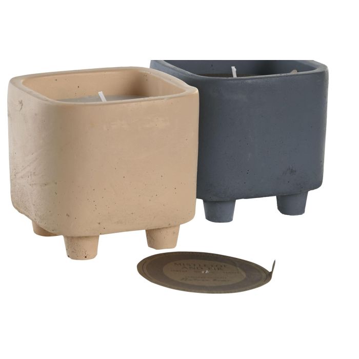 DKD Home Decor Vela Urban Decorativa para Hogar de Cemento y Cera, Colores Beige y Azul Surtidos - 9x9x9 cm, 120g c/u con 2% Perfume - Pack 12 Unidades 1