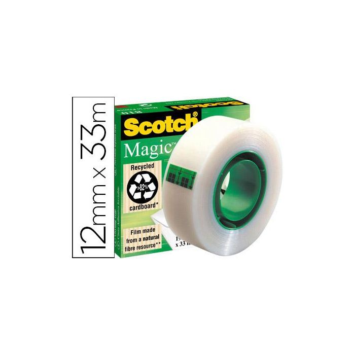 Scotch Cinta Adhesiva Invisible Magic Rollo 12 mm X 33M Caja Individual