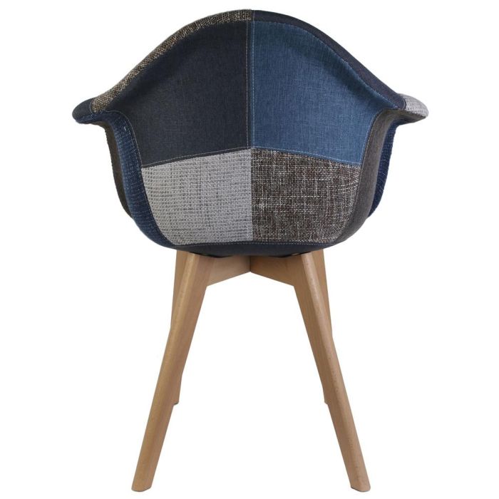 Home Deco Factory Silla Butaca Patchwork Azul-Gris, Patas de Madera, Asiento de Tela, Soporta 110 kg 3
