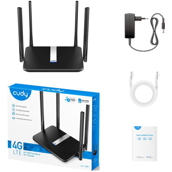 Cudy LT500 Router 4G LTE Cat4 Wi-Fi Mesh AC1200 Doble Banda (2.4/5GHz) con Ranura SIM y 4 Puertos Ethernet 5