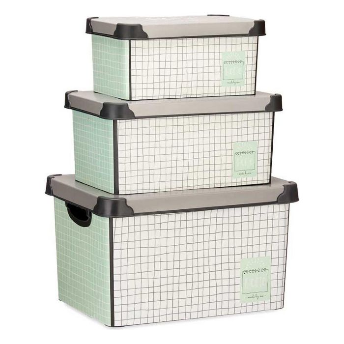 Set de Cajas Organizadoras Apilables Kipit Home Plástico Estampado 0 Set de Cajas Organizadoras Apilables Kipit Home Plástico Estampado 0